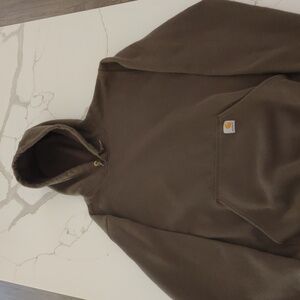 Carhartt long sleeve hoodie with kangaroo pocket in front. Green size Large Tall